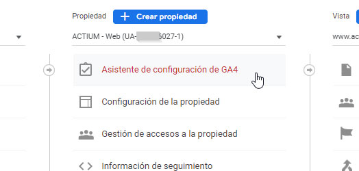 Asistente configuración de GA4