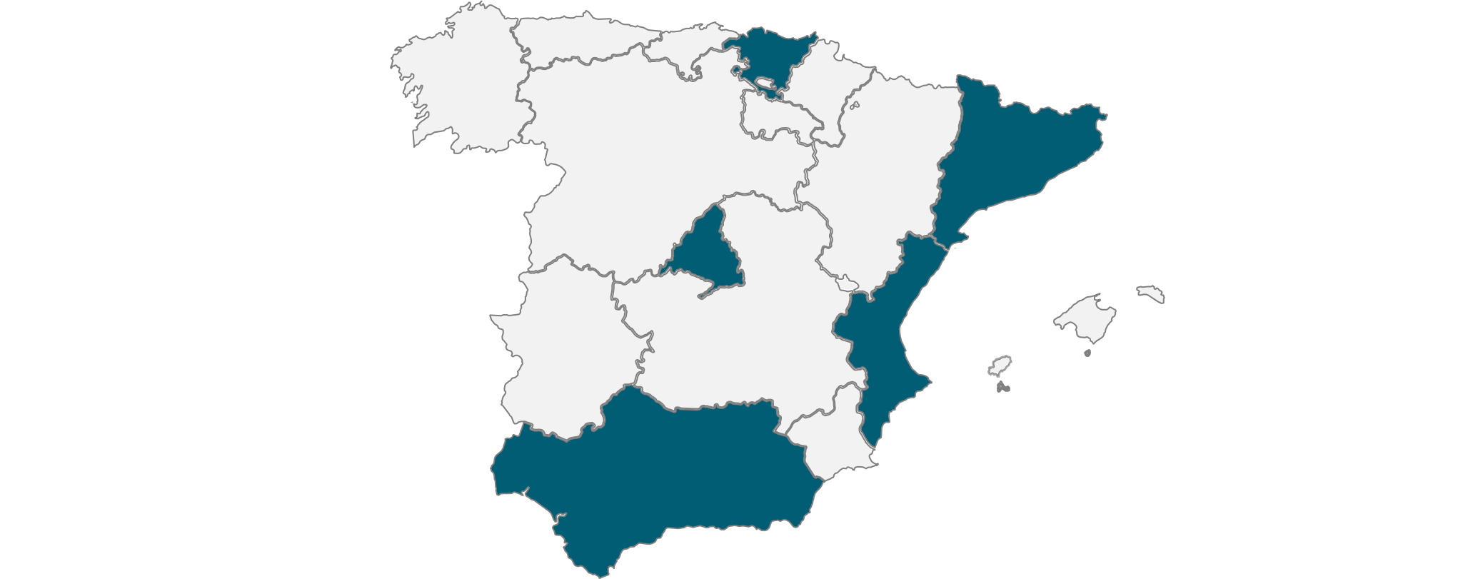 Mapa de los lugares con más accidentes laborales en España en 2020